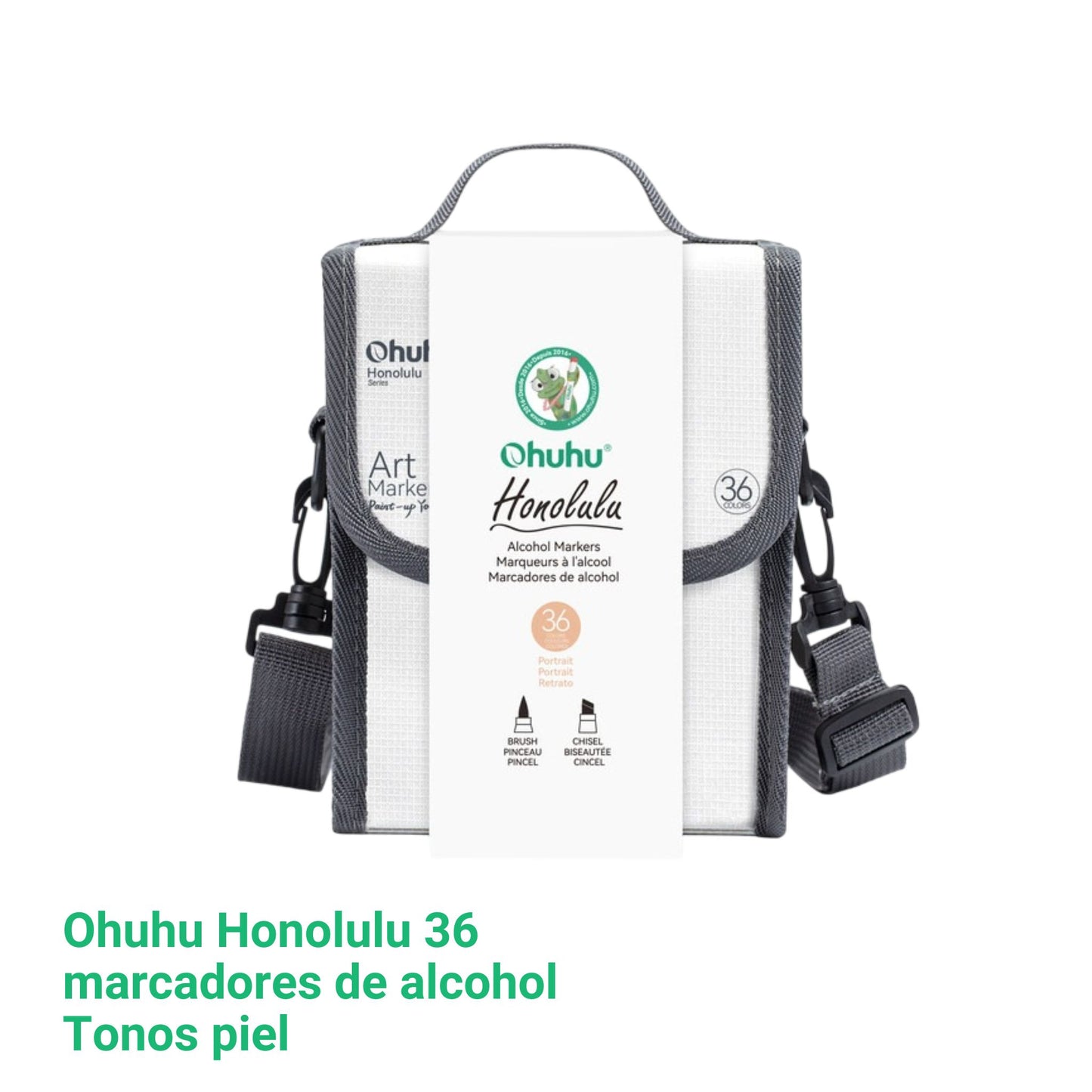 Ohuhu Honolulu: Set de 36 marcadores de alcohol doble punta tonos piel + 1 blender (Punta pincel + biselada) - EDICIÓN LIMITADA
