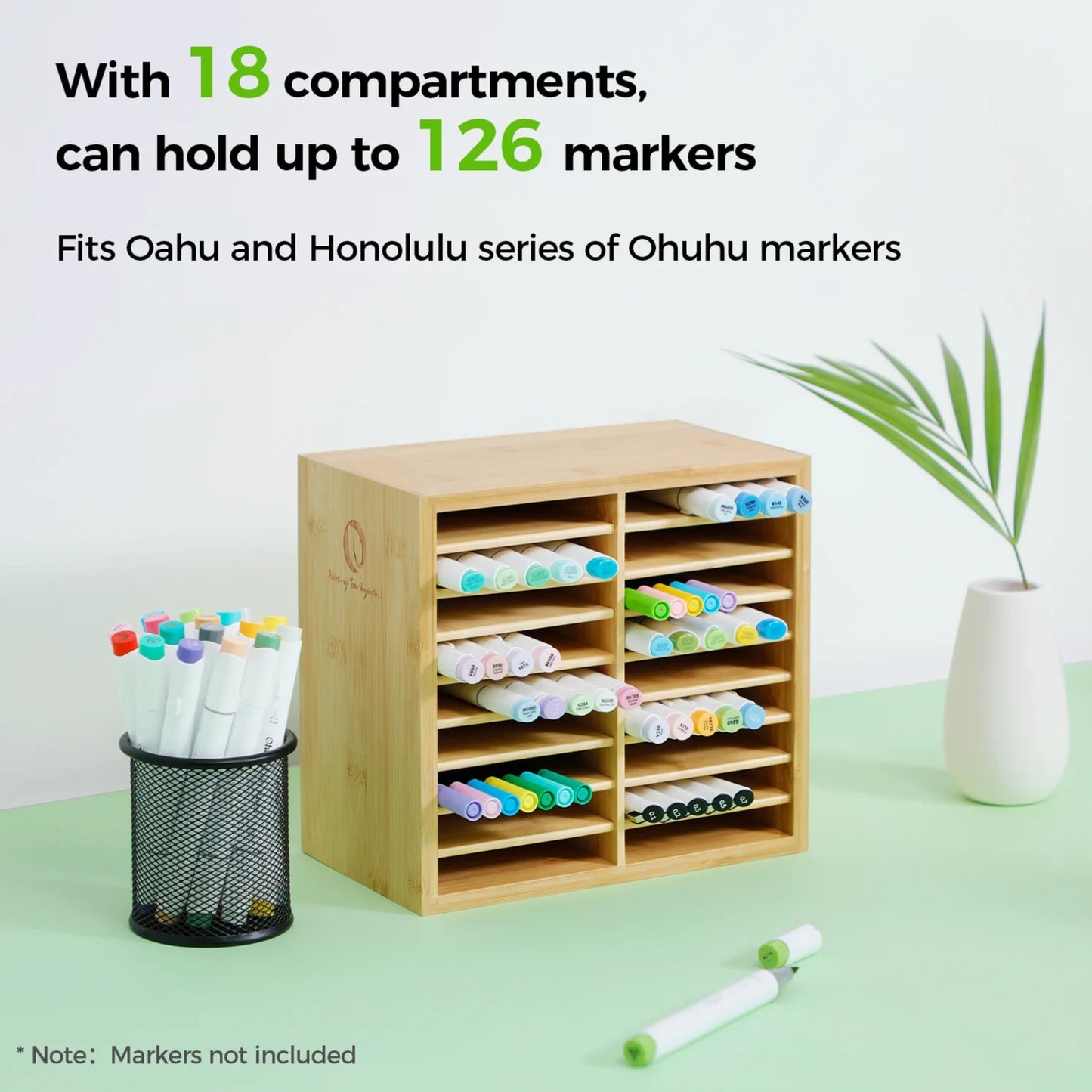 Ohuhu Organizador de bamboo para marcadores