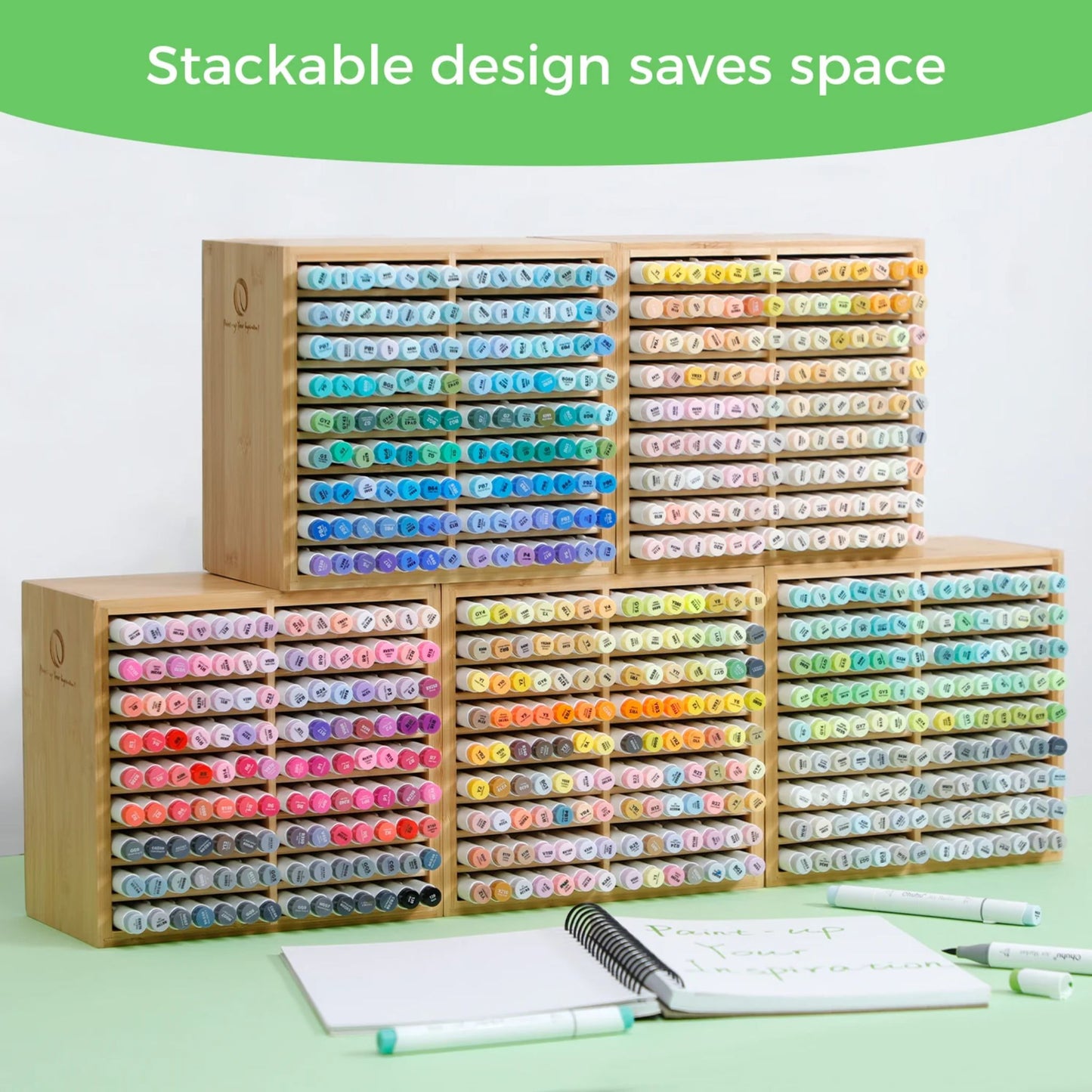 Ohuhu Organizador de bamboo para marcadores