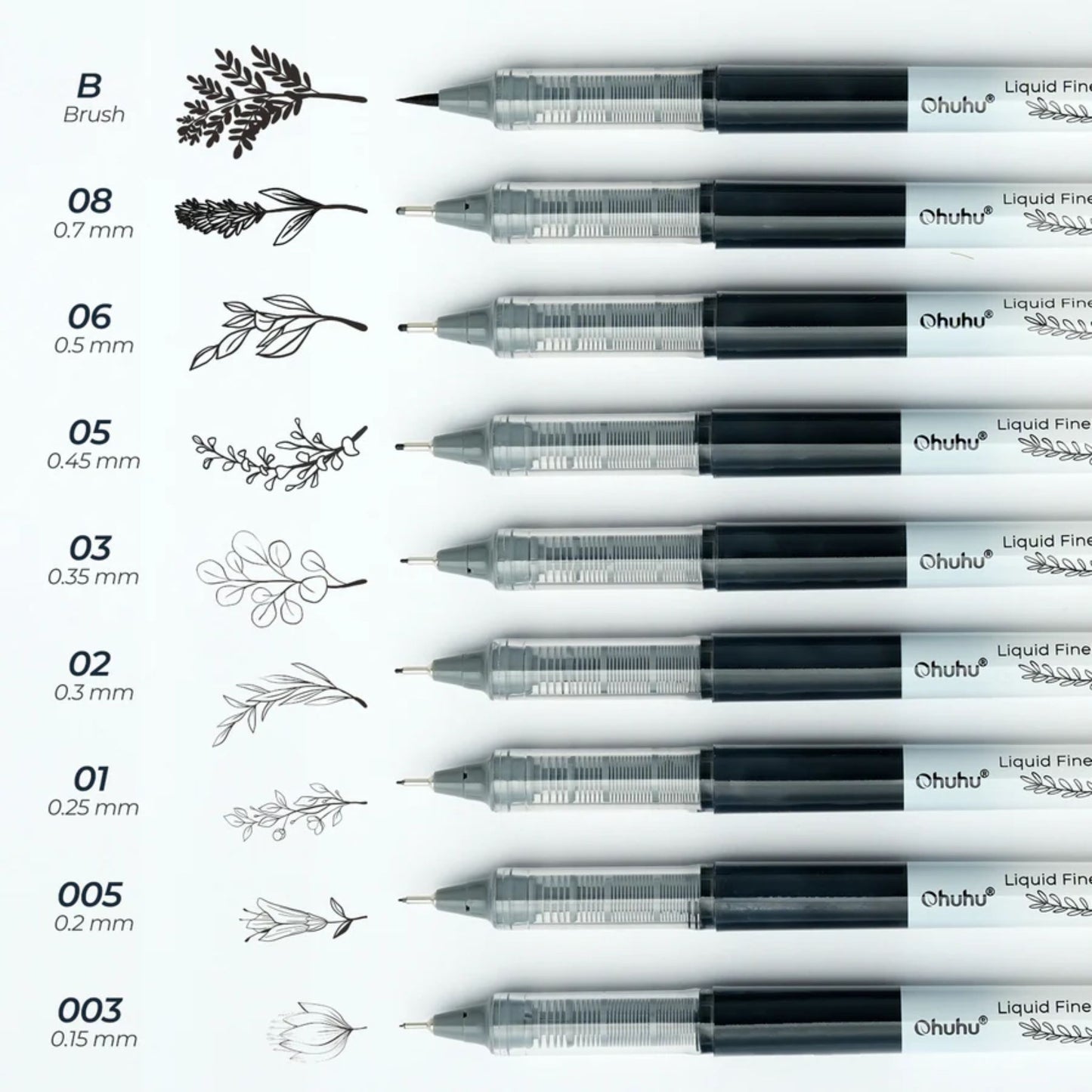 Ohuhu Kohala Pens: Set de 9 rotuladores tinta líquida