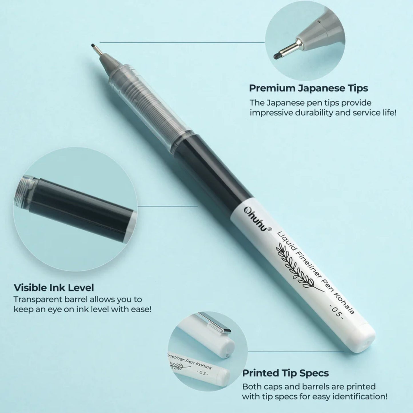 Ohuhu Kohala Pens: Set de 9 rotuladores tinta líquida