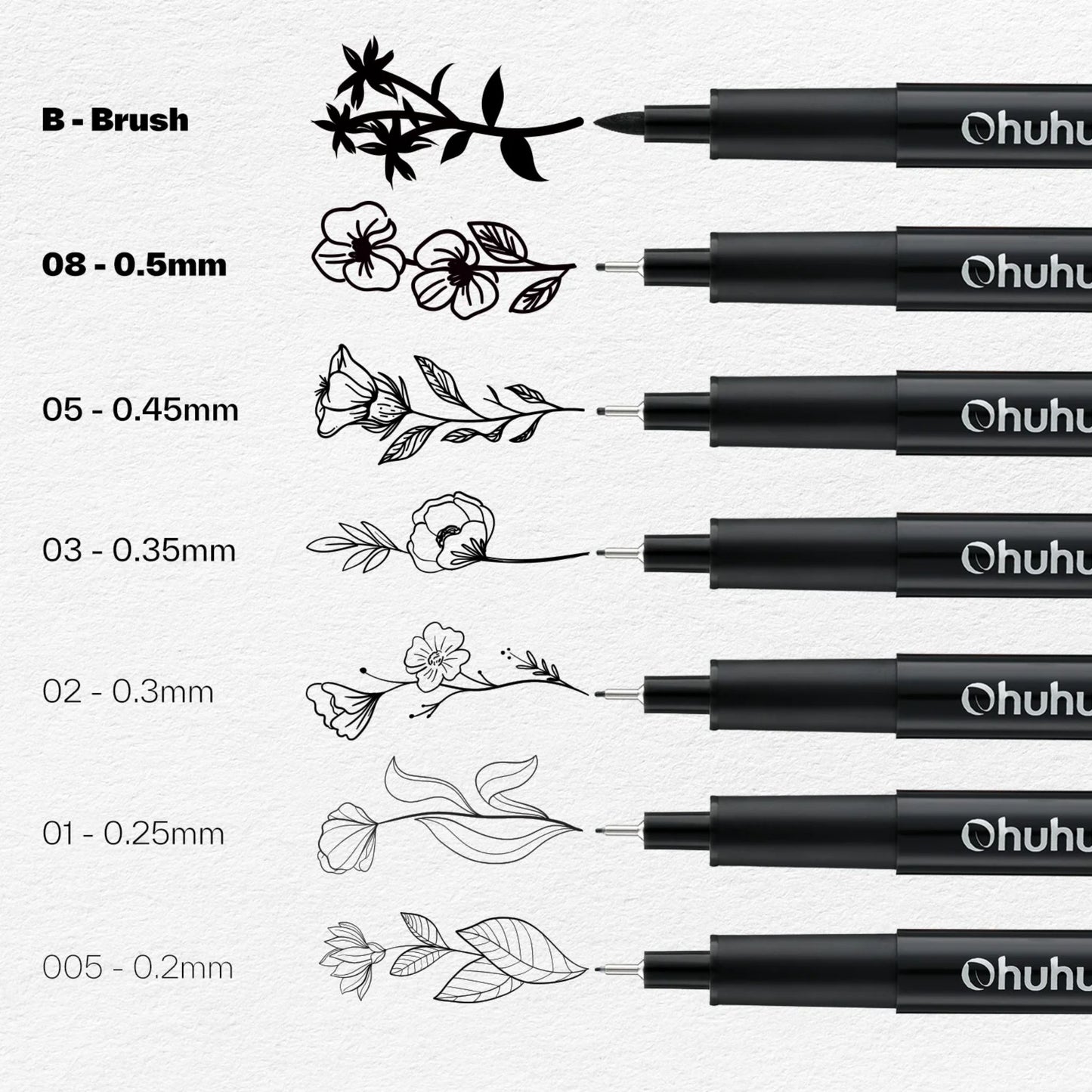 Ohuhu Hana Highway Pens: Set de 18 estilógrafos de colores