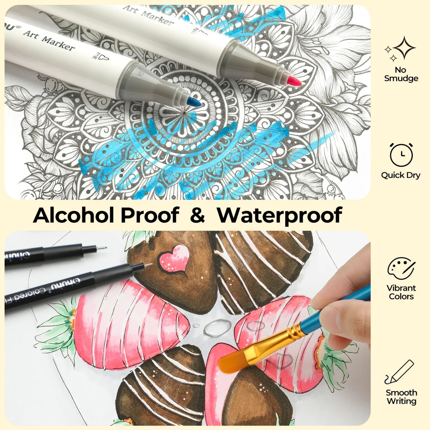 Ohuhu Hana Highway Pens: Set de 18 estilógrafos de colores