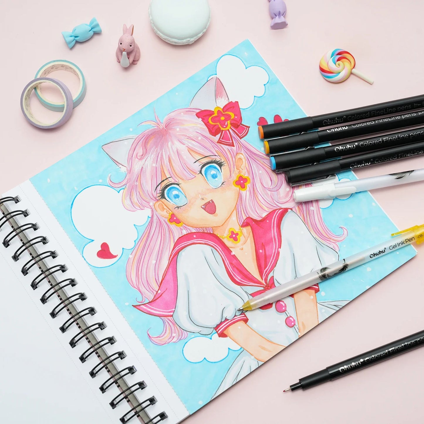Ohuhu Hana Highway Pens: Set de 18 estilógrafos de colores