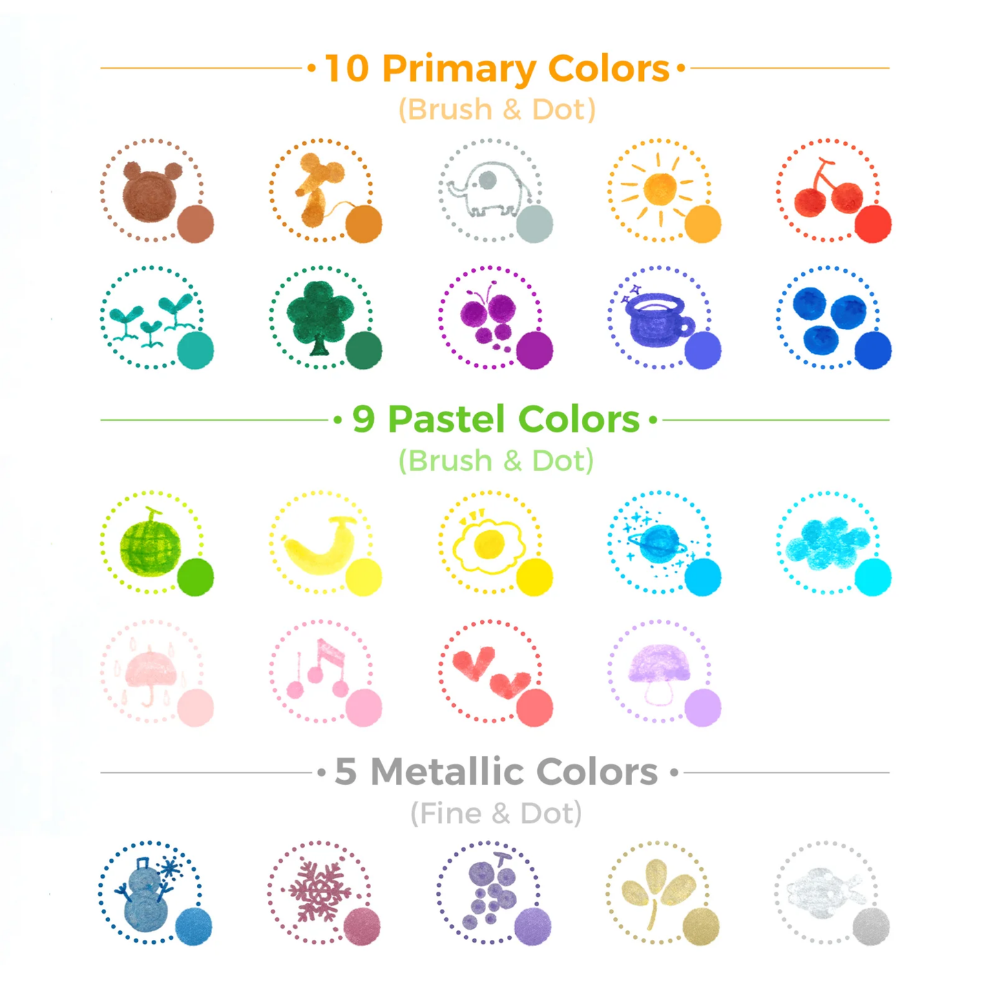 Ohuhu Kumimi: Set de 24 marcadores a base de agua doble punta (punta brush & dot)