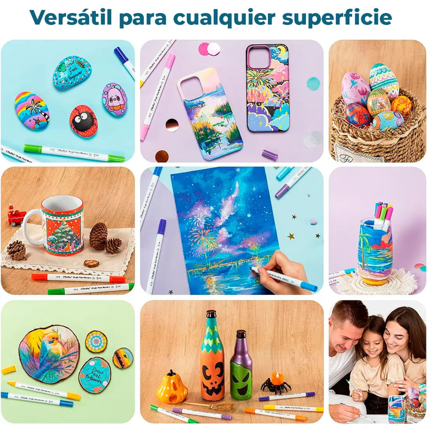 Ohuhu Acrylic Paint: Set de 36 marcadores de acrílicos doble punta (punta pincel y fina)