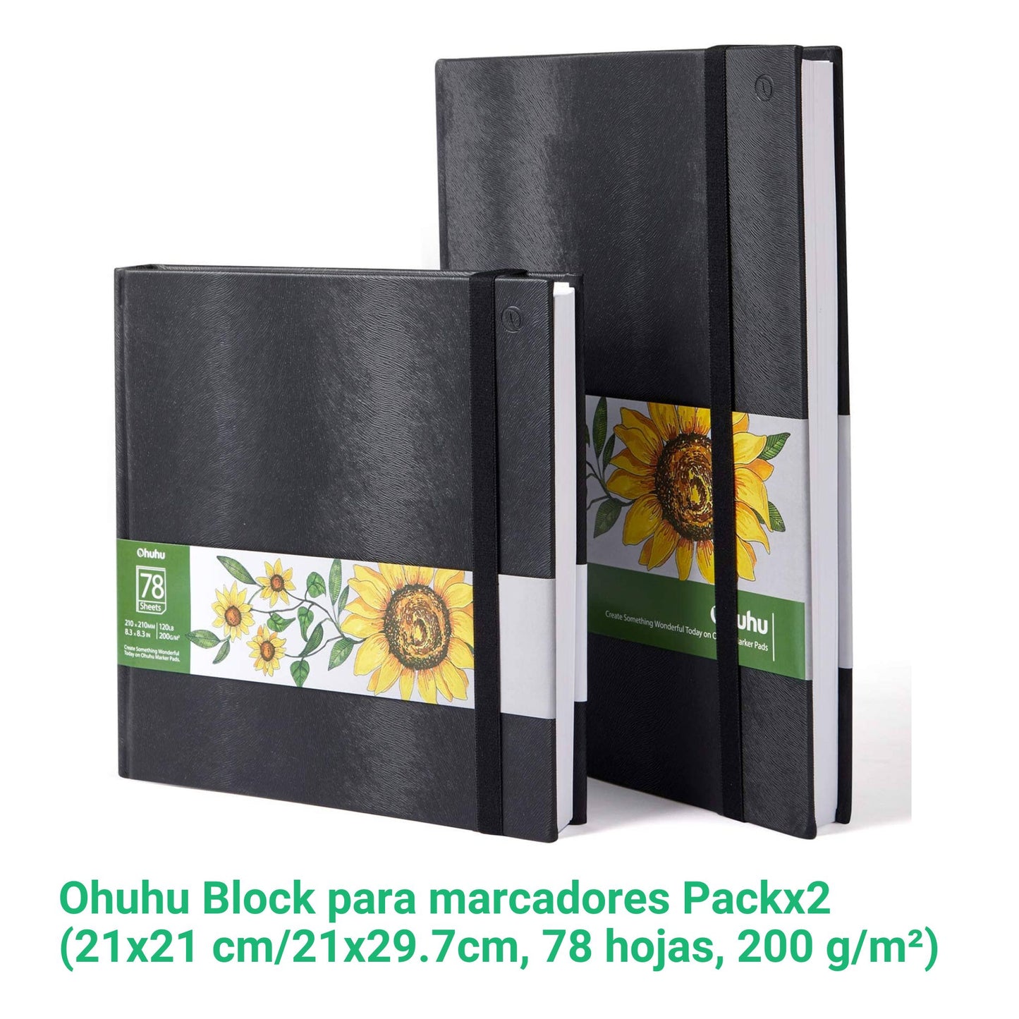 Ohuhu Block para marcadores Packx2 (21x21 cm/21x29.7cm, 78 hojas, 200 g/m²)