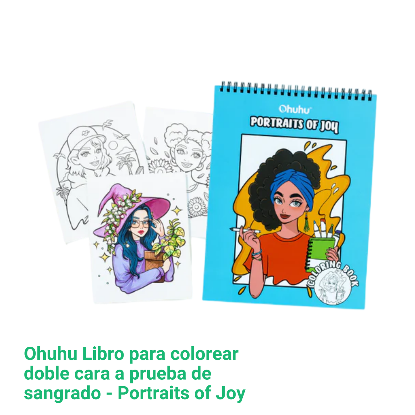 Ohuhu Libros para colorear doble cara a prueba de sangrado