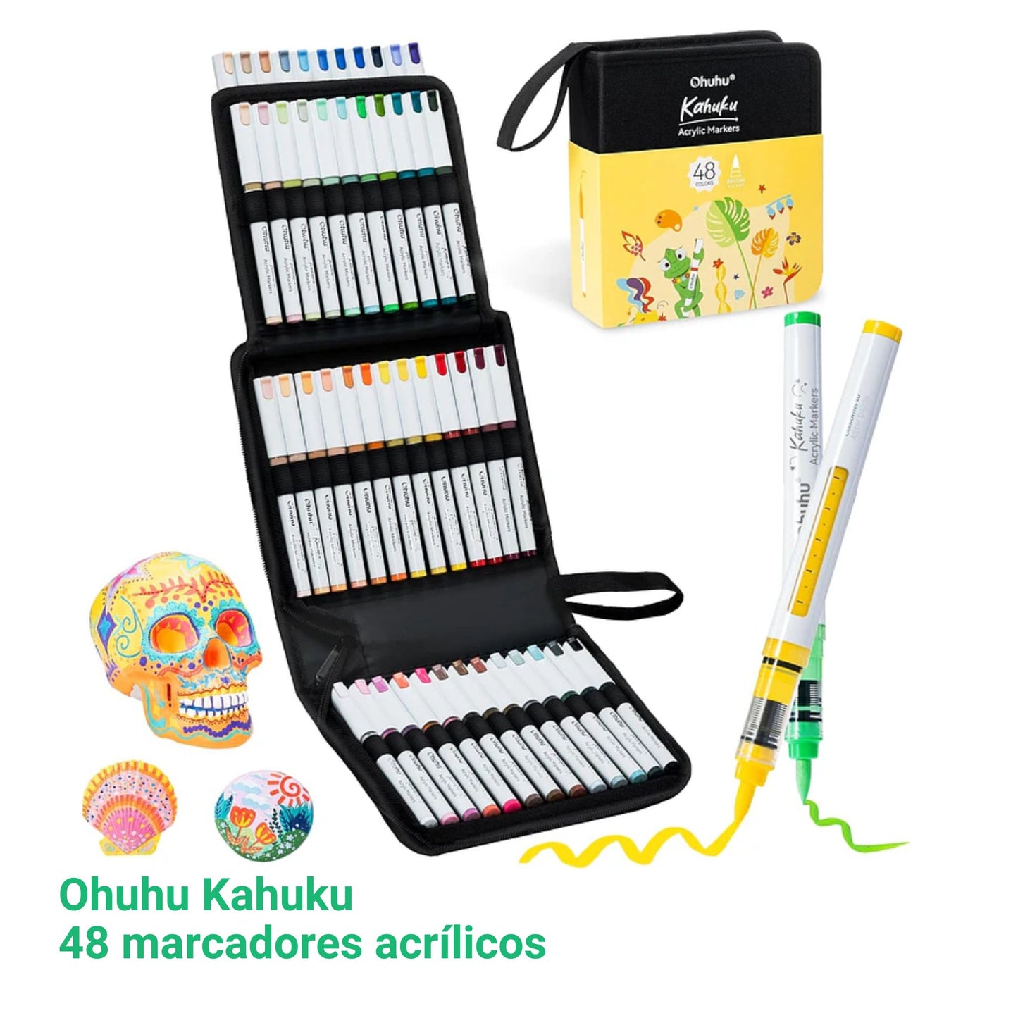 Ohuhu Kahuku: Set de 48 marcadores de acrílicos punta pincel