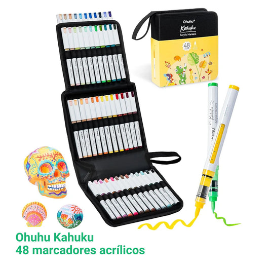 Ohuhu Kahuku: Set de 48 marcadores de acrílicos punta pincel