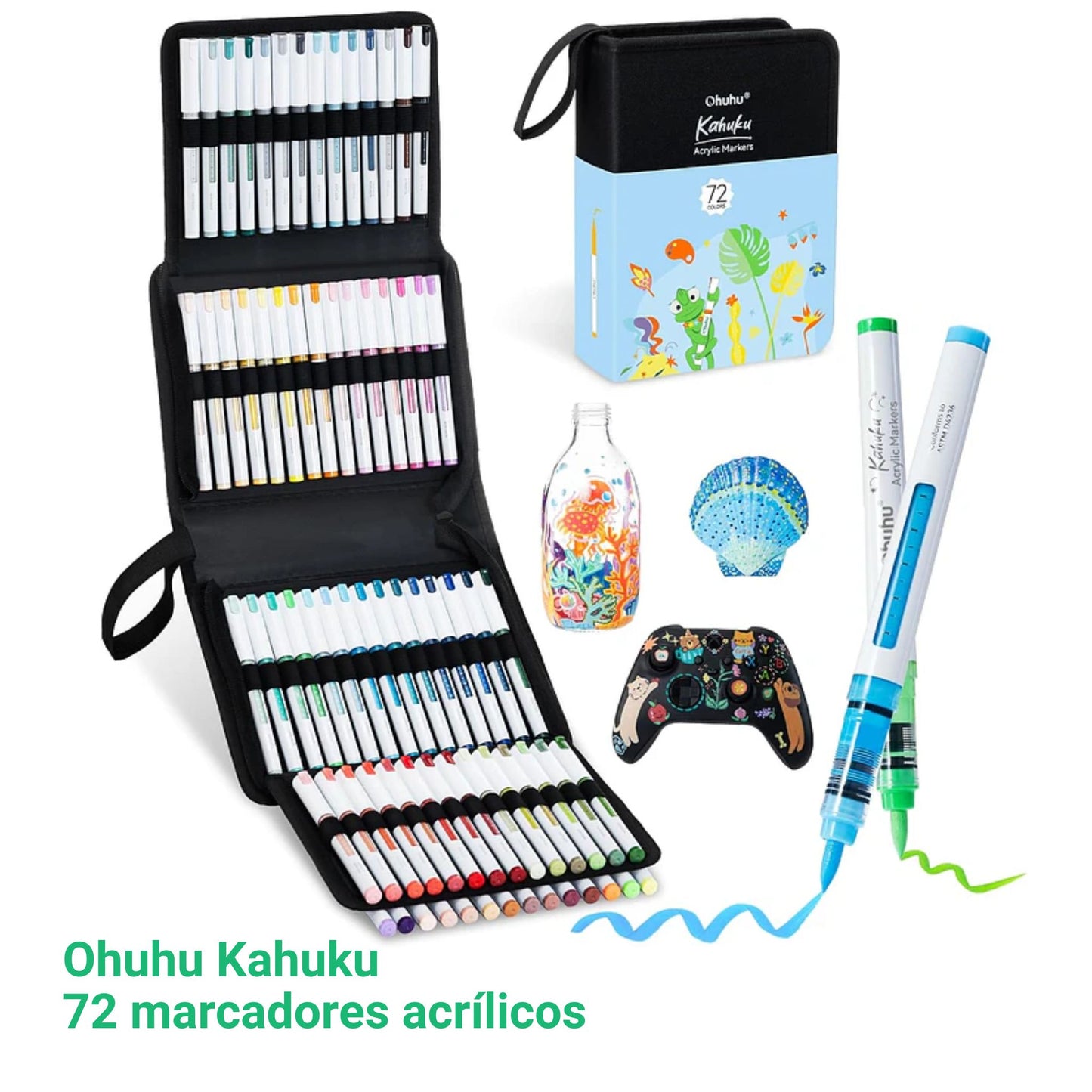 Ohuhu Kahuku: Set de 72 marcadores de acrílicos punta pincel