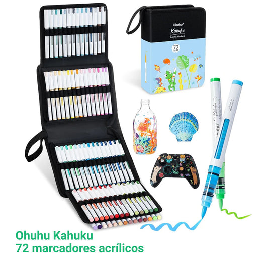 Ohuhu Kahuku: Set de 72 marcadores de acrílicos punta pincel