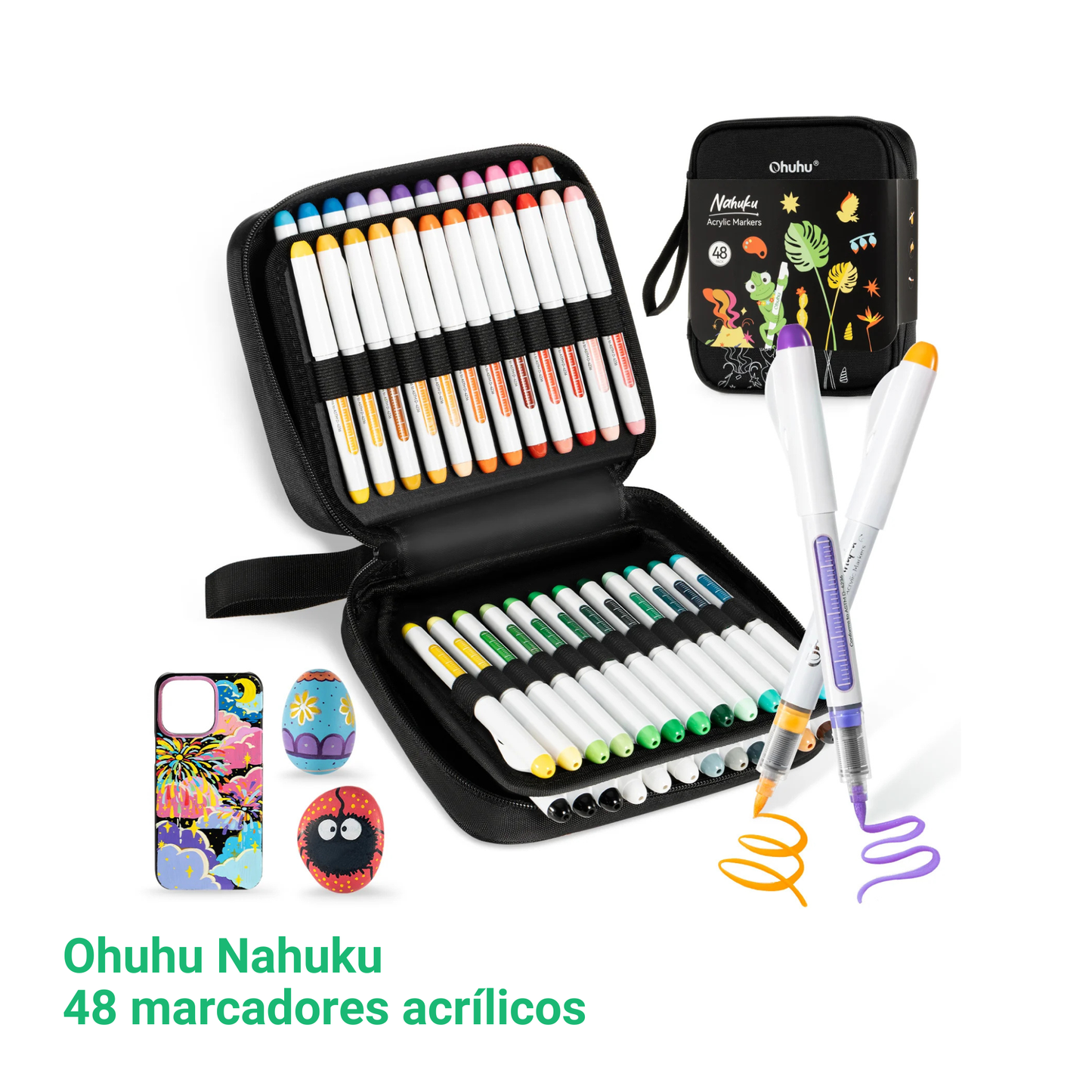Ohuhu Nahuku: Set de 48 marcadores de acrílico punta pincel
