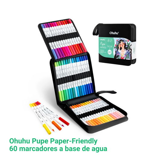 Ohuhu Pupe Paper-Friendly: Set de 60 marcadores doble punta (Punta pincel y punta extra fina)