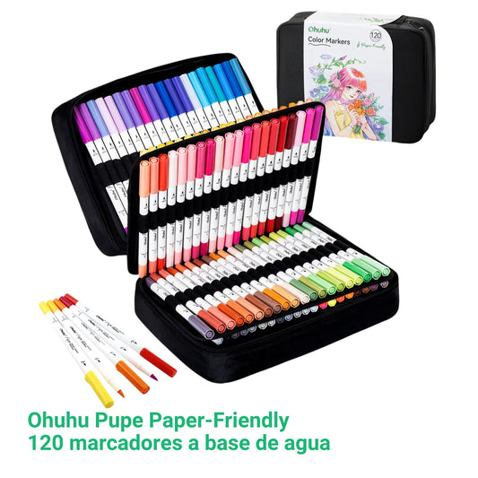 Ohuhu Pupe Paper-Friendly: Set de 120 marcadores doble punta (Punta pincel y punta extra fina)