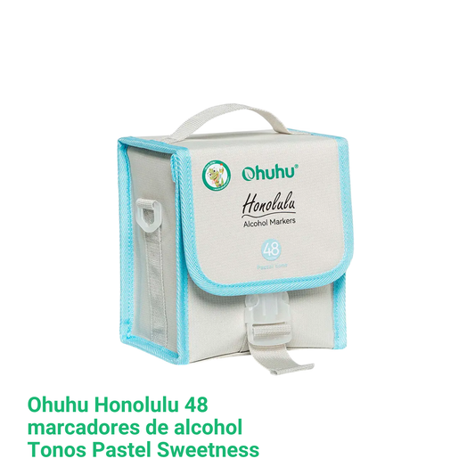 Ohuhu Honolulu: Set de 48 marcadores de alcohol doble punta tonos pasteles Sweetness + 1 blender (Punta pincel + biselada) - Nueva Presentación