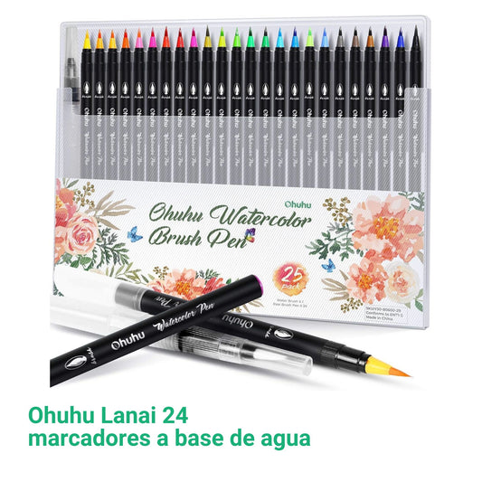 Ohuhu Lanai: Set de 24 marcadores base de agua colores básicos