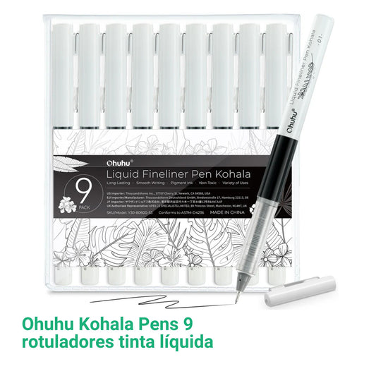 Ohuhu Kohala Pens: Set de 9 rotuladores tinta líquida