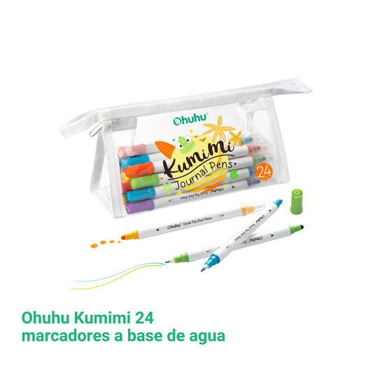 Ohuhu Kumimi: Set de 24 marcadores a base de agua doble punta (punta brush & dot)
