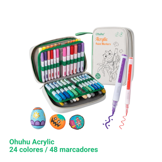 Ohuhu Acrylic Paint: Set de 24 colores 48 marcadores
