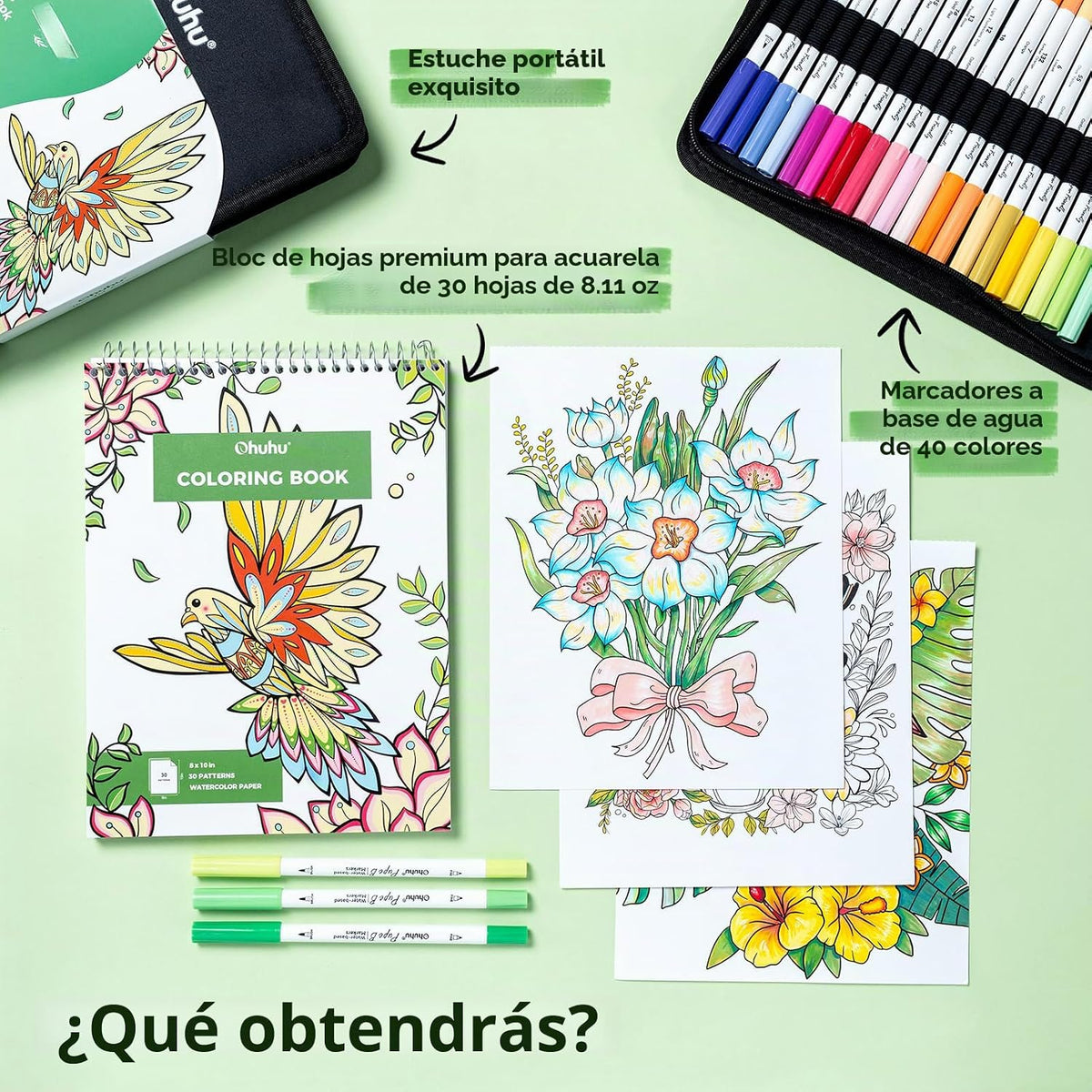 Ohuhu Pupe B Paper-Friendly: Set de 40 marcadores doble punta (Punta pincel y punta fina)