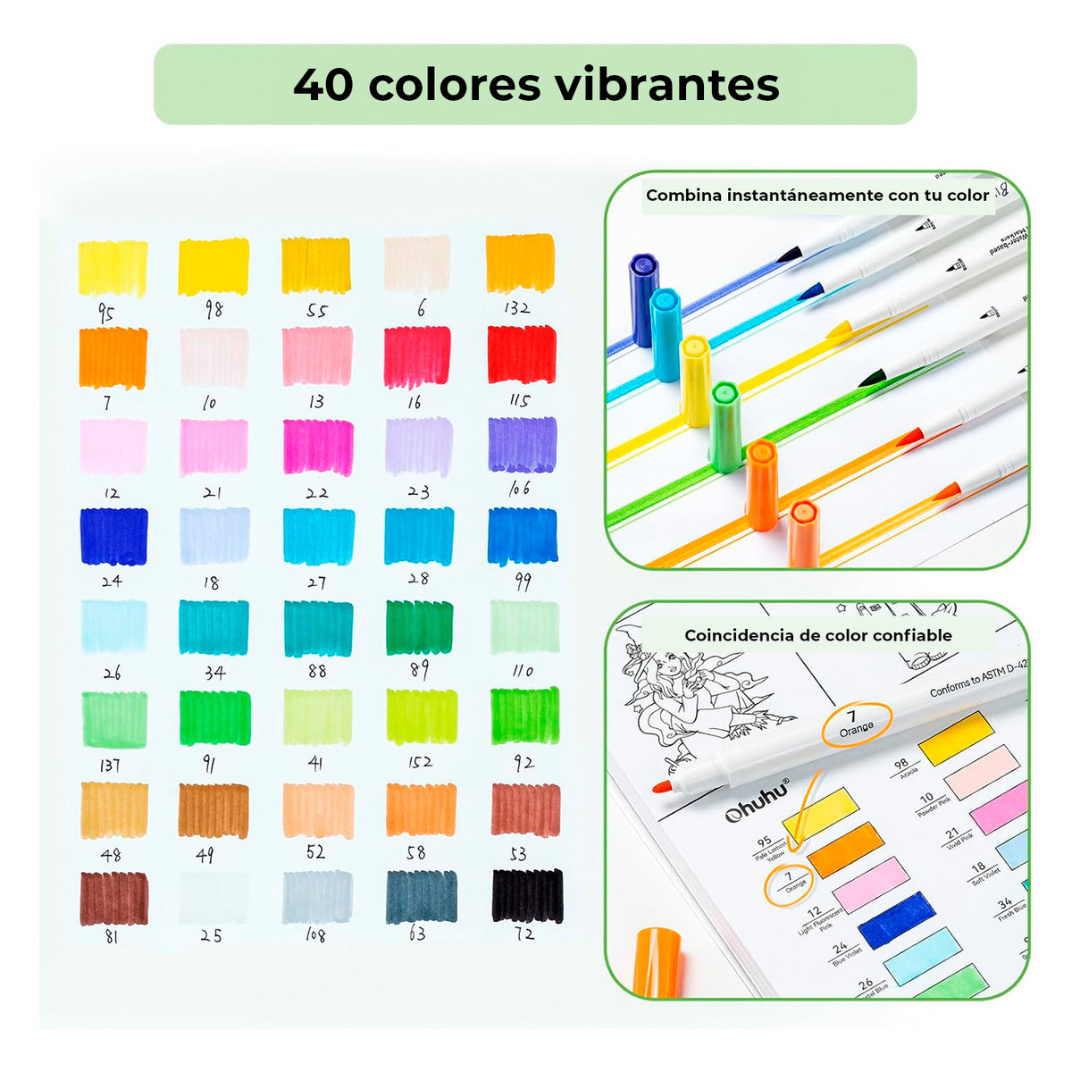 Ohuhu Pupe B Paper-Friendly: Set de 40 marcadores doble punta (Punta pincel y punta fina)