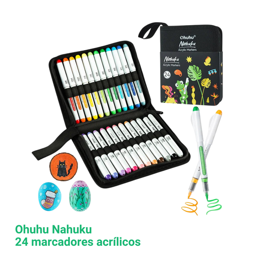 Ohuhu Nahuku: Set de 24 marcadores de acrílico punta pincel