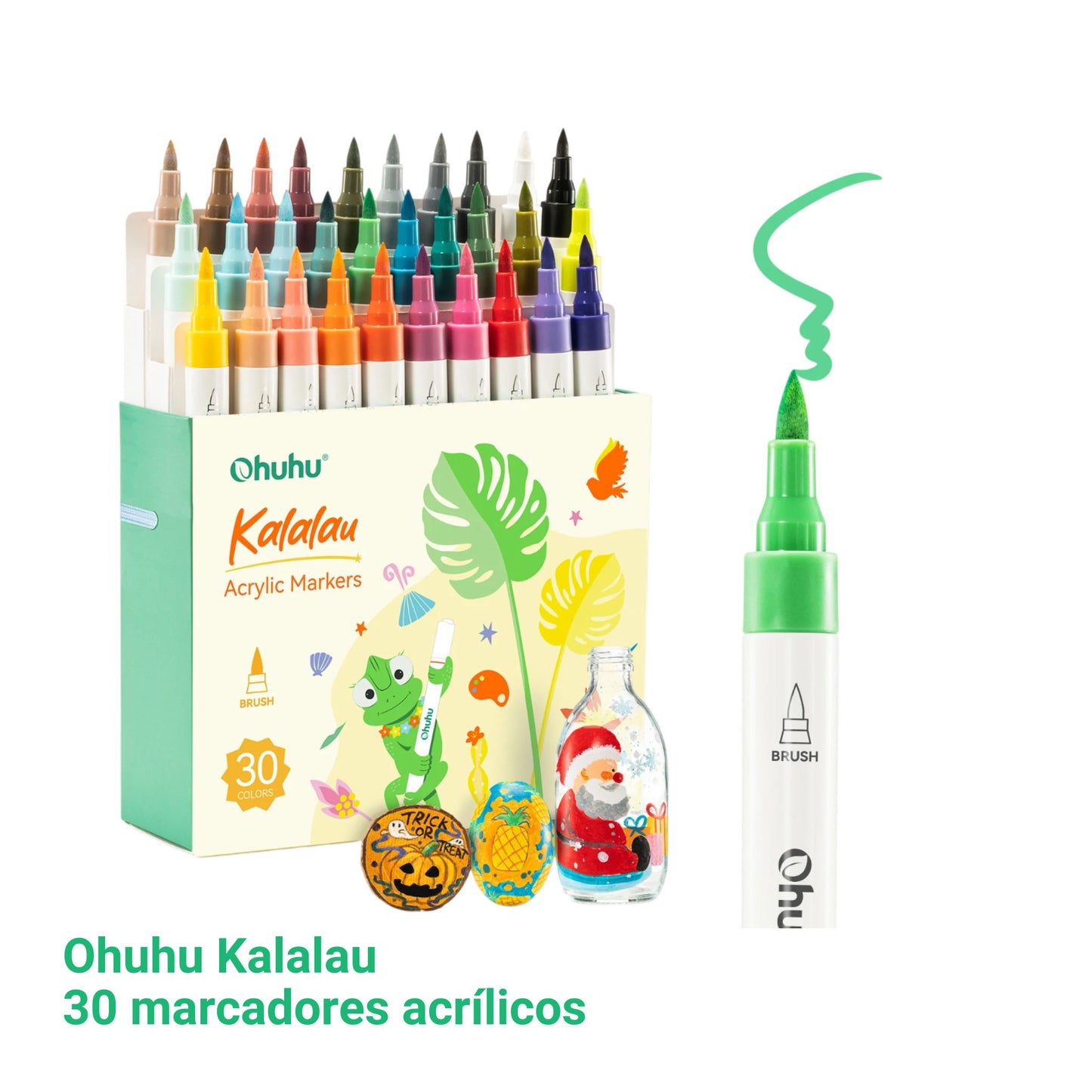 Ohuhu Kalalau: Set de 30 marcadores de acrílicos punta pincel