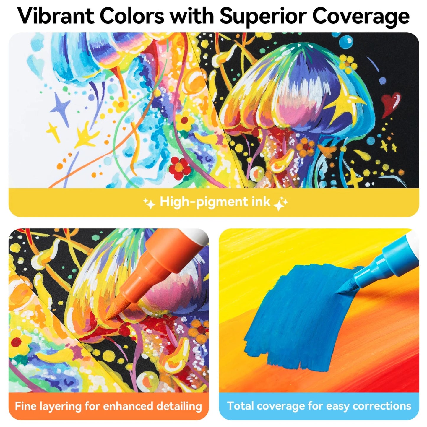 Ohuhu Kalalau: Set de 30 marcadores de acrílicos punta pincel