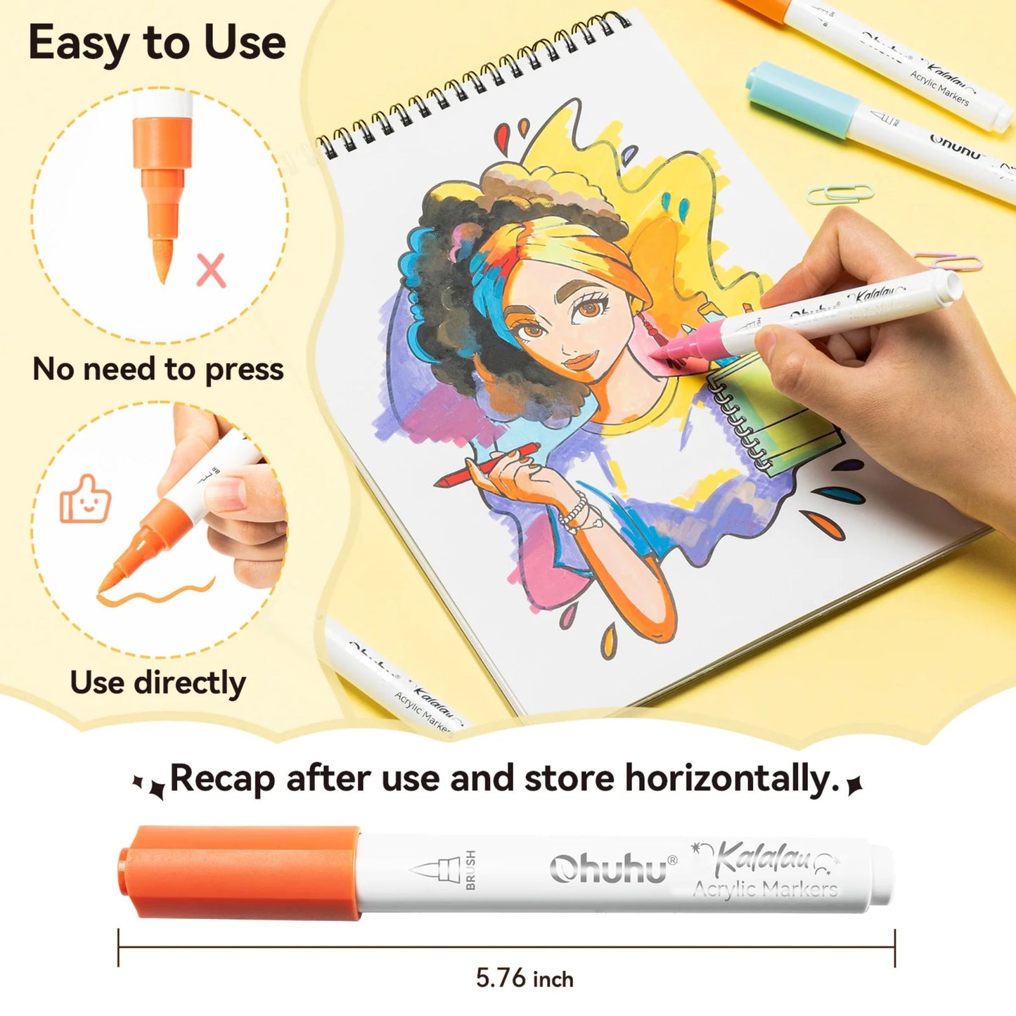 Ohuhu Kalalau: Set de 30 marcadores de acrílicos punta pincel