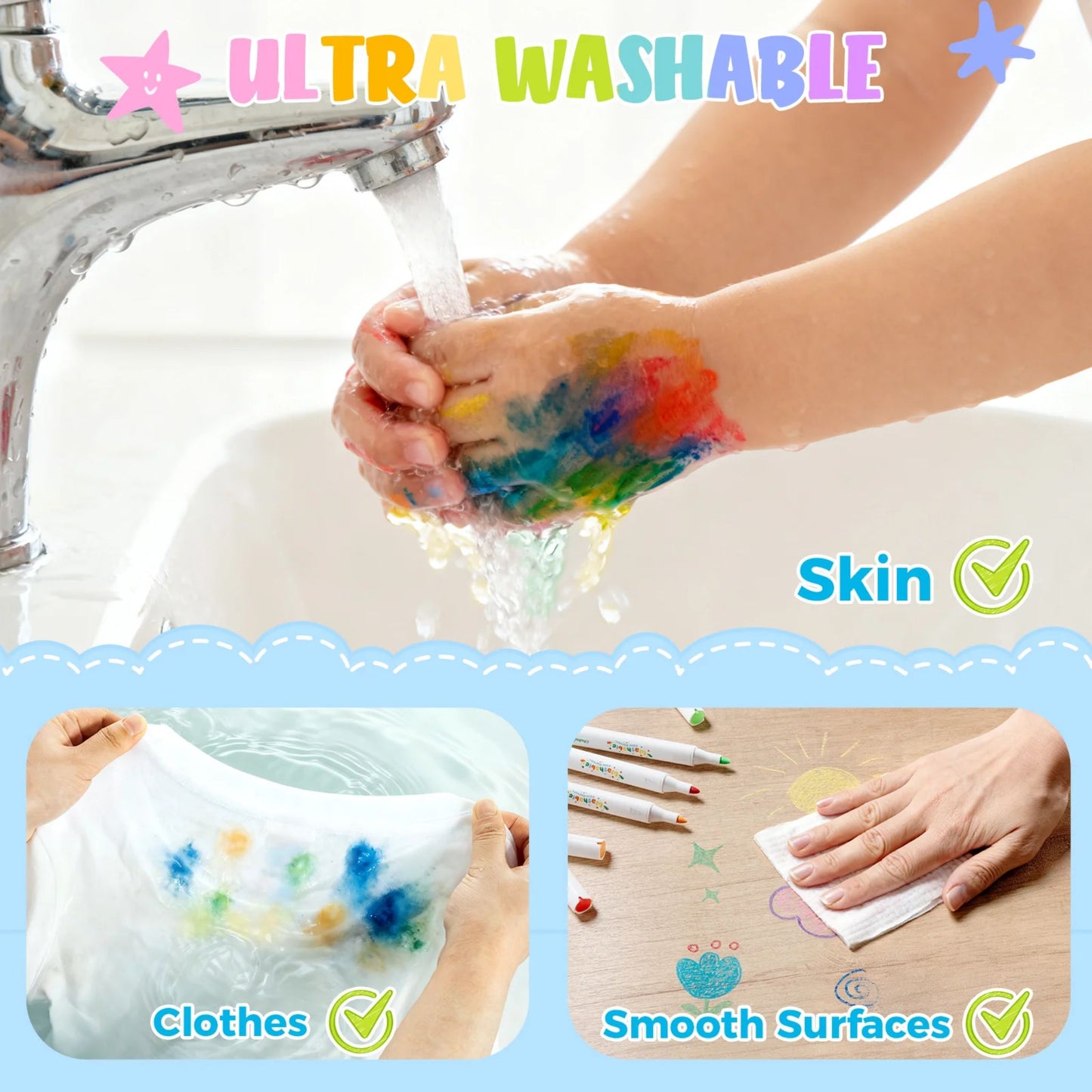 Ohuhu Washable Acrylic Paint Markers: Set de 24 marcadores acrílicos lavables punta redonda