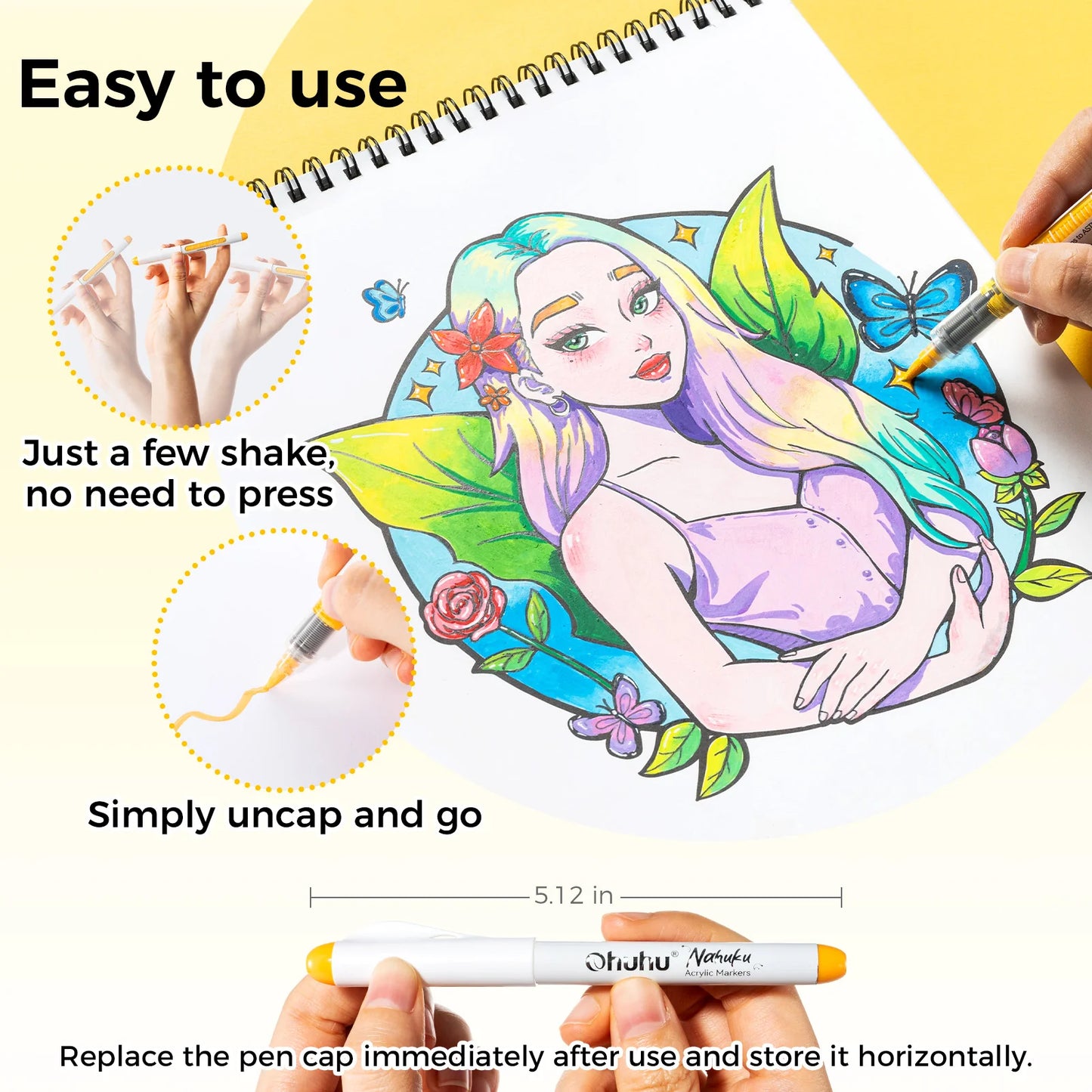 Ohuhu Nahuku: Set de 48 marcadores de acrílico punta pincel