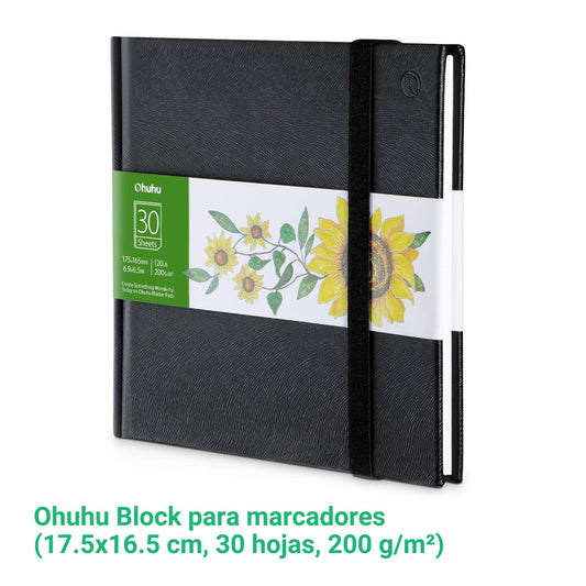 Ohuhu Block para marcadores (17.5x16.5 cm, 30 hojas, 200 g/m²)