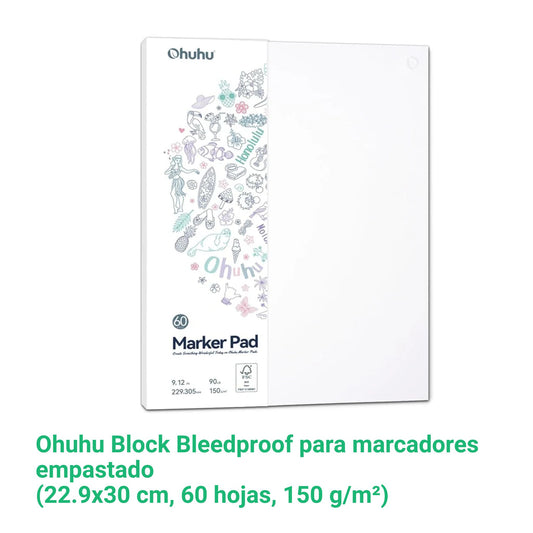 Ohuhu Block Bleedproof para marcadores empastado (22.9x30 cm, 60 hojas, 150 g/m²)